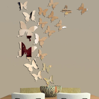12/24 sztuk/partia 3D motyl z efektem lustra naklejka ścienna naklejka Wall Art wymienny dekoracja ślubna dekoracja pokoju dziecięcego naklejka Crystal 2